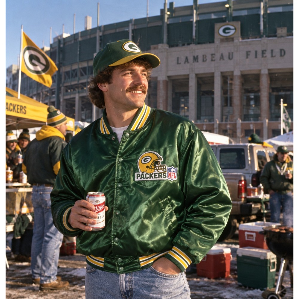 Vintage Chalk Line Green Bay Packers Satin Jacket Mens XL NFL Snap Bomber USA